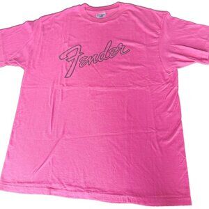RARE 80s FENDER SINGLE STITCH Mens XL HOT PINK T-Shirt Strat Guitar Punk Metal